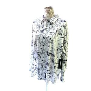 NWT Karl Lagerfeld PARIS WHIMSY SKETCH‎ BLOUSE. Sz XL NEW